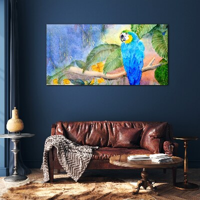 Obraz Szklany liście zwierzę papuga
