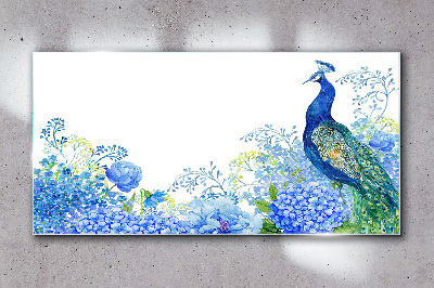 Obraz na Szkle kwiaty ptak paw