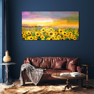 Obraz na Szkle Kwiaty Zachód Słońca Żółty