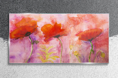 Obraz Szklany Kwiaty Maki Czerwony