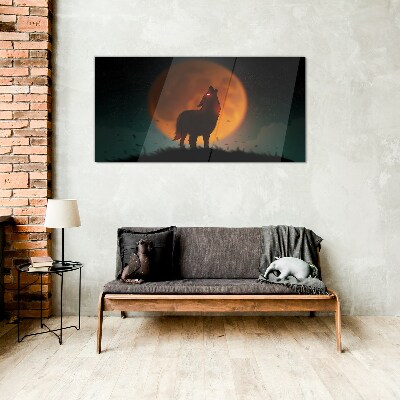 Obraz na Szkle Zwierzę Wilk Księżyc niebo