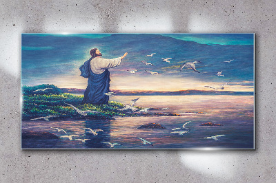 Obraz Szklany Religijne Ptaki Morze