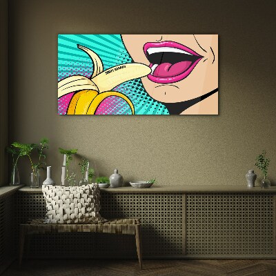 Obraz Szklany Słodka banana w pop-artowym stylu