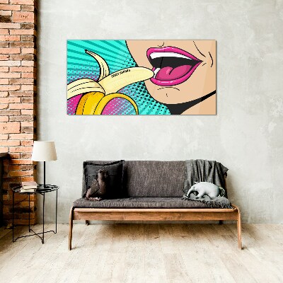 Obraz Szklany Słodka banana w pop-artowym stylu