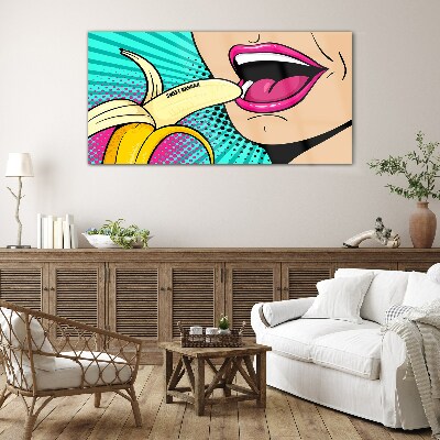 Obraz Szklany Słodka banana w pop-artowym stylu