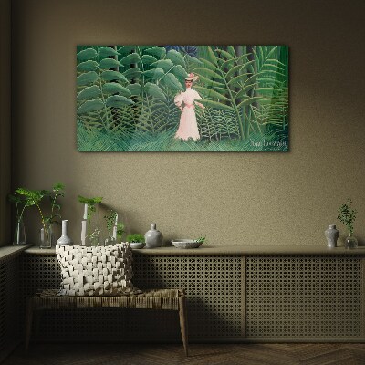 Obraz Szklany Dżungla Kobieta Liście