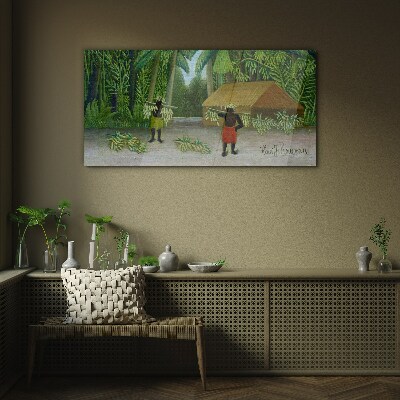 Obraz Szklany dżungla chata palmy banany