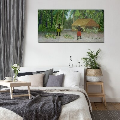 Obraz Szklany dżungla chata palmy banany