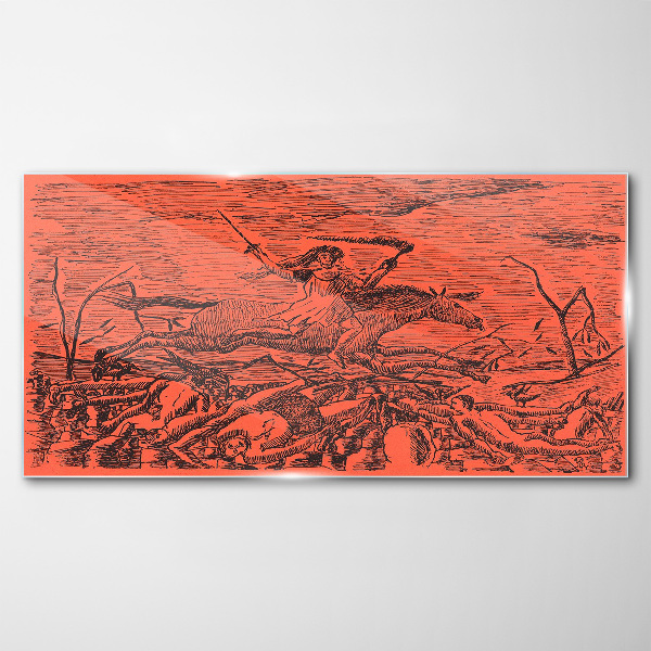 Obraz na Szkle Rider on a Fiery Landscape