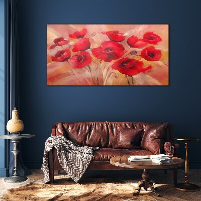 Obraz na Szkle kwiaty Maki Czerwony