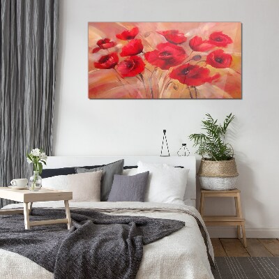 Obraz na Szkle kwiaty Maki Czerwony