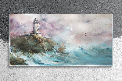 Obraz na Szkle malarstwo latarnia morska