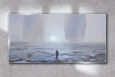 Obraz Szklany Abstrakcja Człowiek Góry
