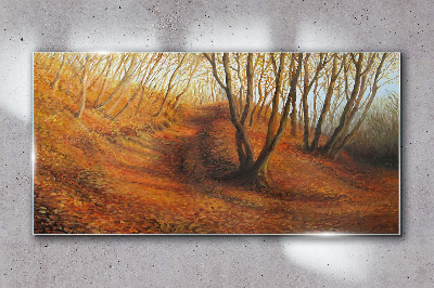 Obraz na Szkle las jesień liście