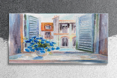 Obraz na Szkle malarstwo kwiaty dach