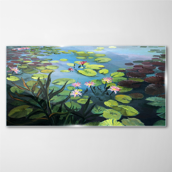 Obraz na Szkle Jezioro Kwiatu Liście Kwiaty