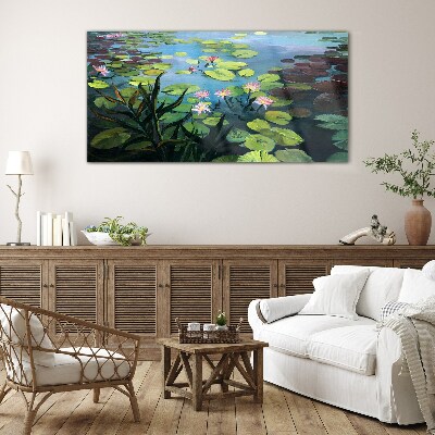 Obraz na Szkle Jezioro Kwiatu Liście Kwiaty