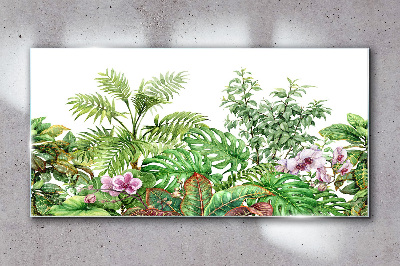 Obraz Szklany Nowoczesny kwiaty liście