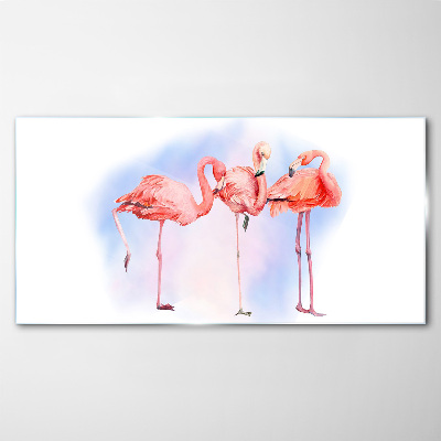 Obraz na Szkle Różowe flamingi na tle pastelowym