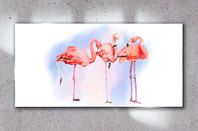 Obraz na Szkle Różowe flamingi na tle pastelowym