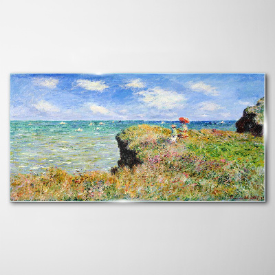 Obraz Szklany Spacer po klifie w Pourville Claude Monet