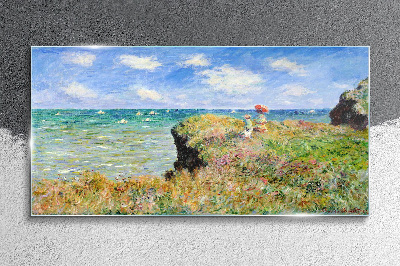 Obraz Szklany Spacer po klifie w Pourville Claude Monet