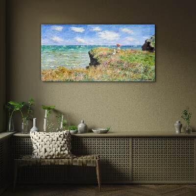 Obraz Szklany Spacer po klifie w Pourville Claude Monet