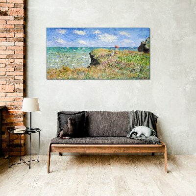 Obraz Szklany Spacer po klifie w Pourville Claude Monet