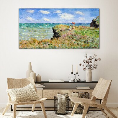 Obraz Szklany Spacer po klifie w Pourville Claude Monet