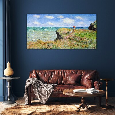 Obraz Szklany Spacer po klifie w Pourville Claude Monet