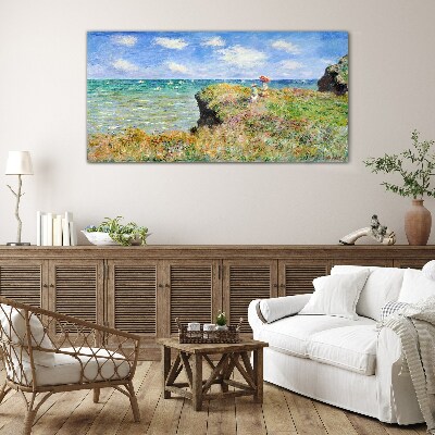 Obraz Szklany Spacer po klifie w Pourville Claude Monet