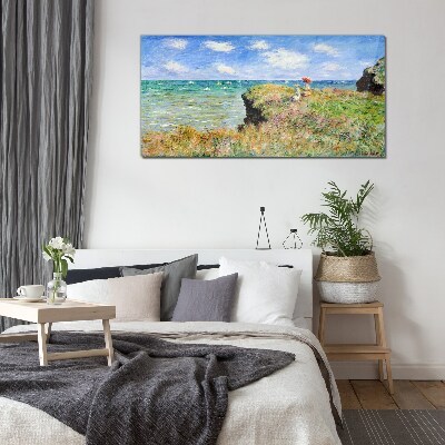 Obraz Szklany Spacer po klifie w Pourville Claude Monet