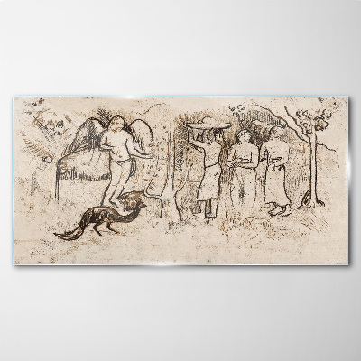 Obraz na Szkle Mitologiczne sceny z aniołem i zwierzętami