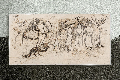 Obraz na Szkle Mitologiczne sceny z aniołem i zwierzętami