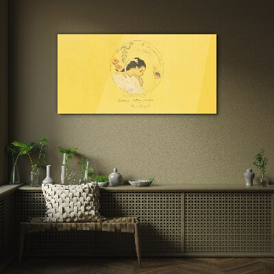 Obraz Szklany Portret kobiety w żółtym tle