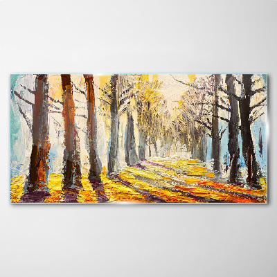 Obraz na Szkle malarstwo las drzewa