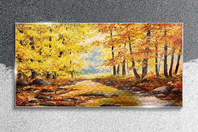 Obraz Szklany Jesienna sceneria z rzeką