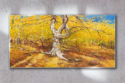 Obraz na Szkle las jesień liście