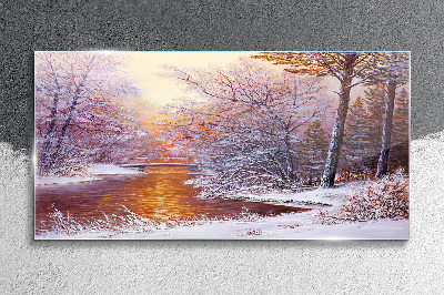 Obraz na Szkle malarstwo zima drzewa