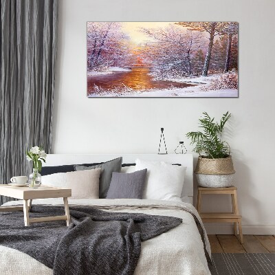 Obraz na Szkle malarstwo zima drzewa