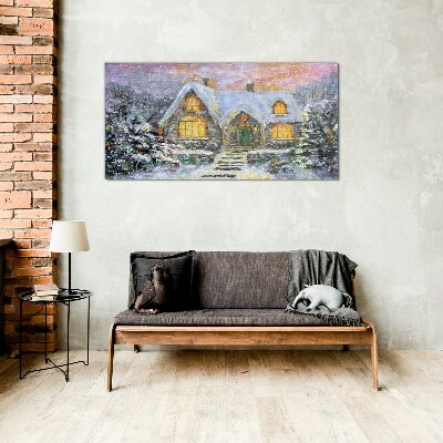 Obraz Szklany zima dom święta śnieg