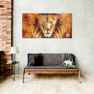 Obraz Szklany Lion in Golden Majesty