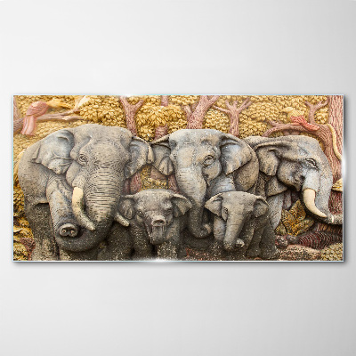 Obraz Szklany zwierzęta słonie drzewa