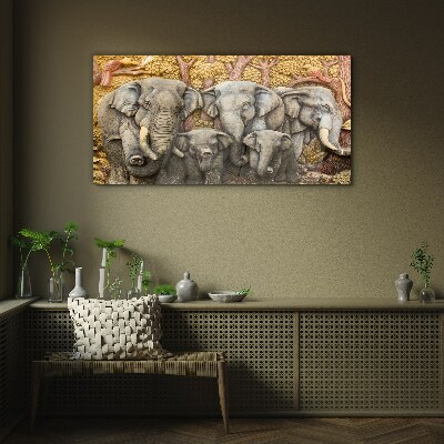 Obraz Szklany zwierzęta słonie drzewa