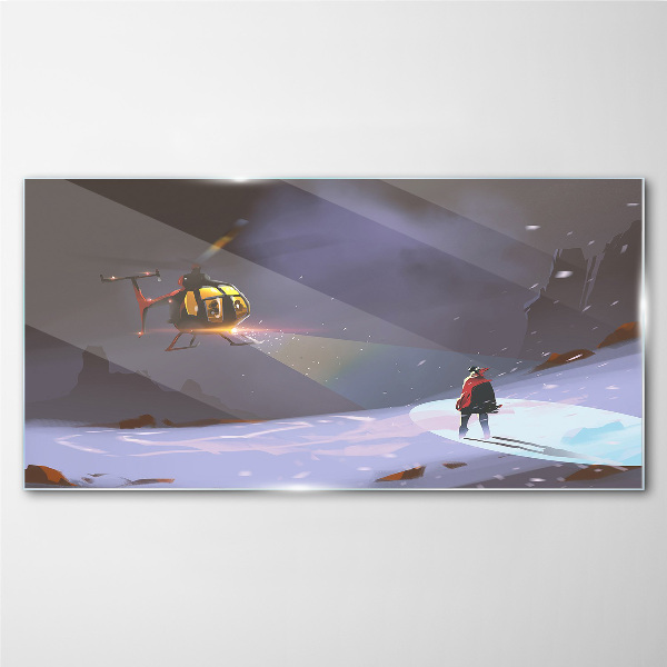 Obraz na Szkle góry śnieg helikopter