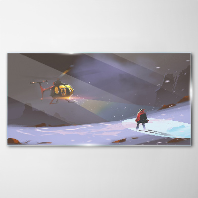 Obraz na Szkle góry śnieg helikopter
