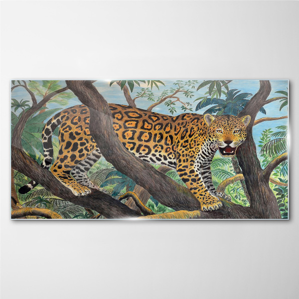Obraz na Szkle dżungla drzewa zwierzę kot