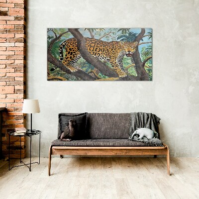 Obraz na Szkle dżungla drzewa zwierzę kot