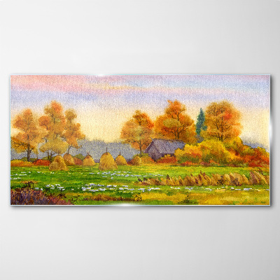 Obraz na Szkle Malarstwo jesień wieś