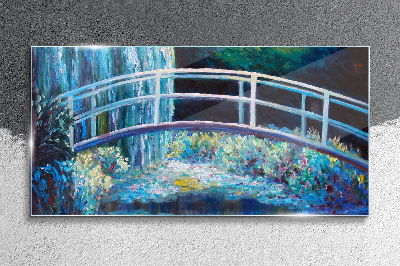 Obraz Szklany Malarstwo most kwiaty